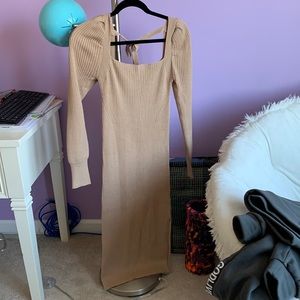 Charles Henry Long Tan Dress